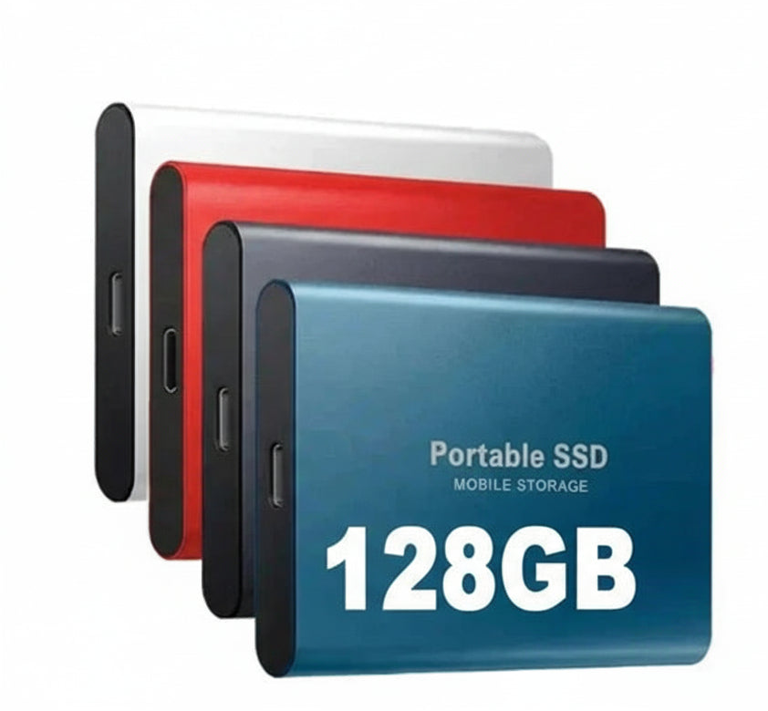 128GB External SSD | USB 3.1 & USB-C High-Speed | NVMe M.2 Technology | Shockproof Aluminum Alloy Housing | Plug & Play for PC, Mac & Mobile