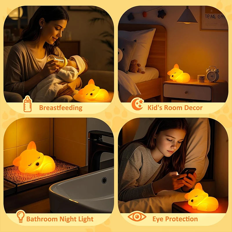 Silicone Fox Night Light | Rechargeable, Dimmable & with Timer | Cute Gift Idea for Kids & Adults