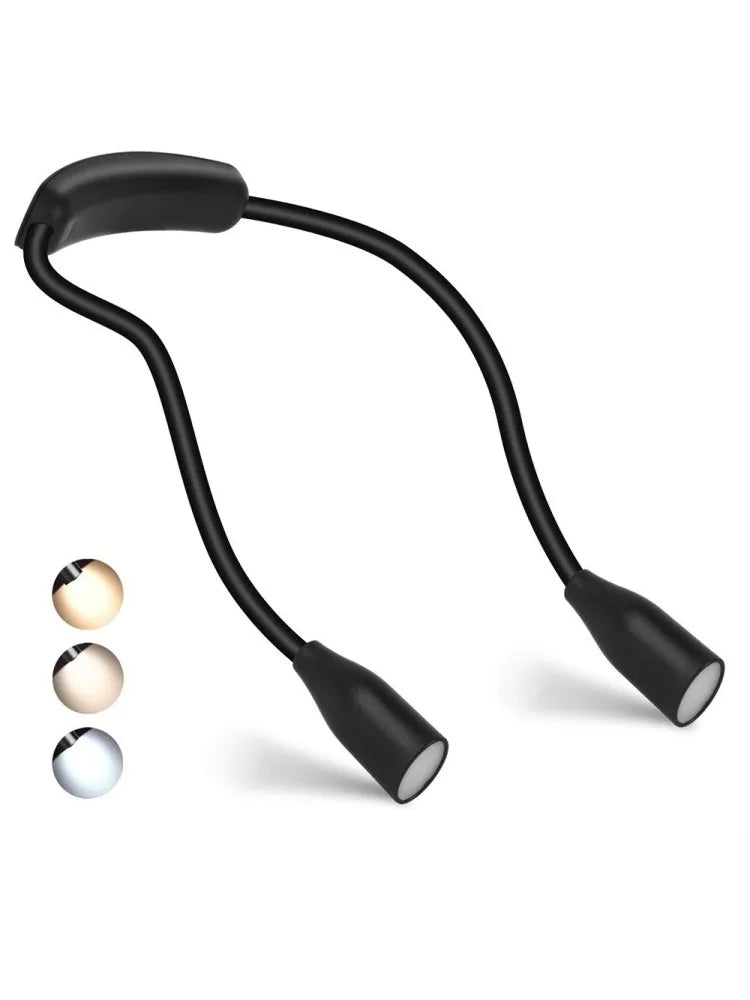 LumiNeck Lampada da Collo a LED per Lettura | Ricaricabile via USB | 3 Colori di Luce e Dimmerazione Continua | Flessibile e Portatile