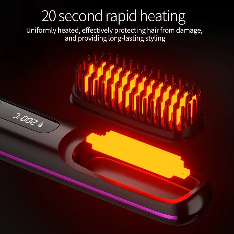 Bezprzewodowa prostownica do włosów | Ładowanie USB i wyświetlacz LCD | Technologia ceramiczna i jonowa