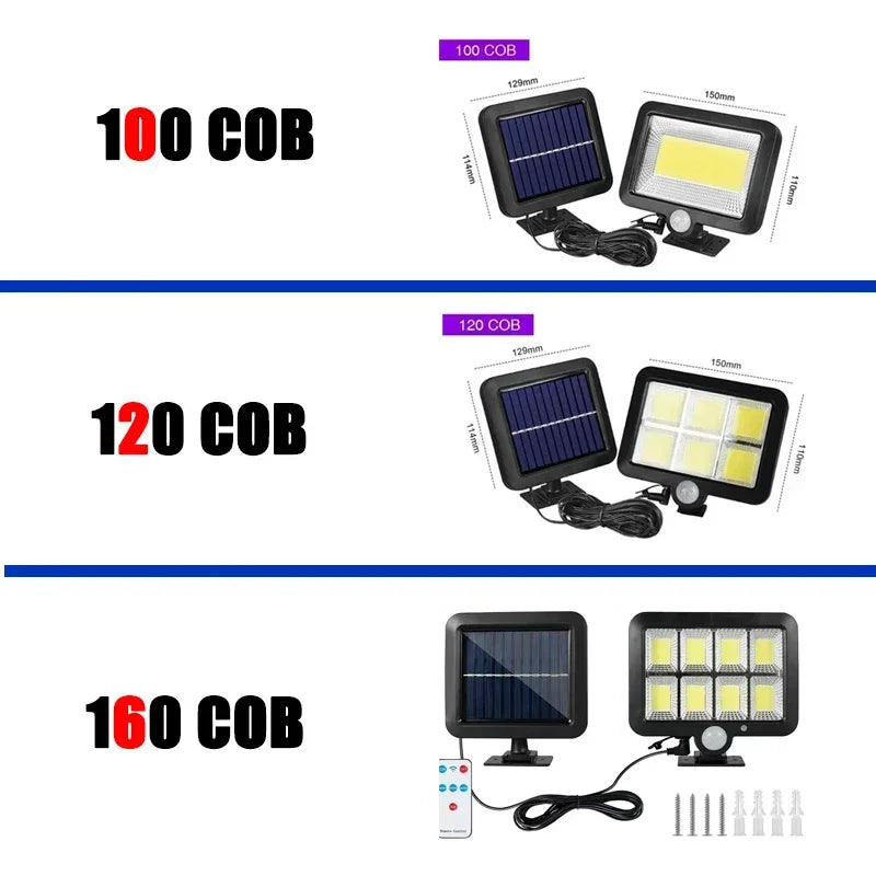100 COB LED Solar Light | IP65 | Motion Sensor & 3 Modes | Wireless Outdoor Lighting