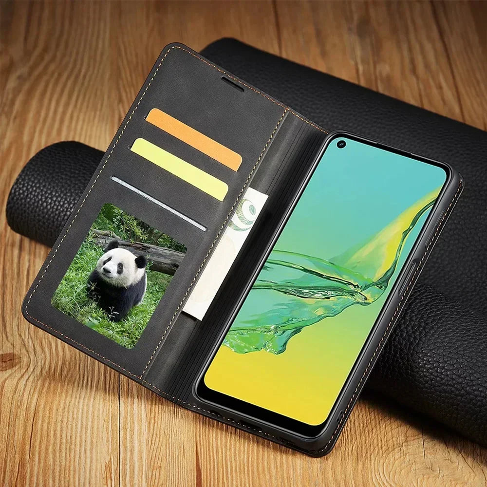 Magnetic Leather Samsung Case for Stylish Protection