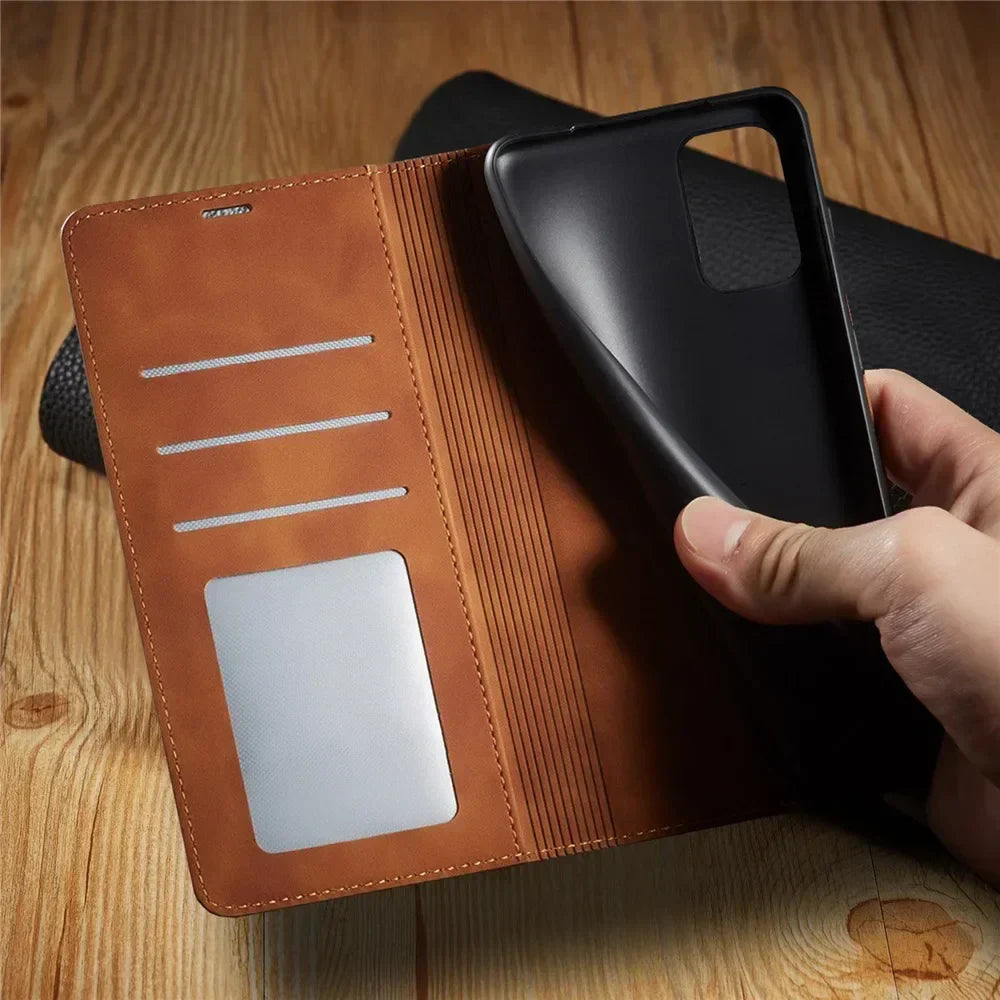Magnetic Leather Samsung Case for Stylish Protection