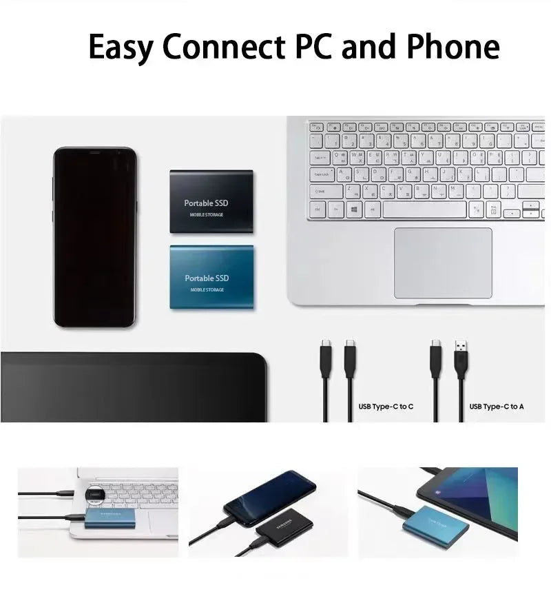 128GB External SSD | USB 3.1 & USB-C High-Speed | NVMe M.2 Technology | Shockproof Aluminum Alloy Housing | Plug & Play for PC, Mac & Mobile