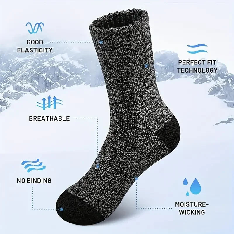 Merino Wool Socks - 5 Pairs - Extra Thick & Warm for Hiking & Winter (Unisex 38–46)