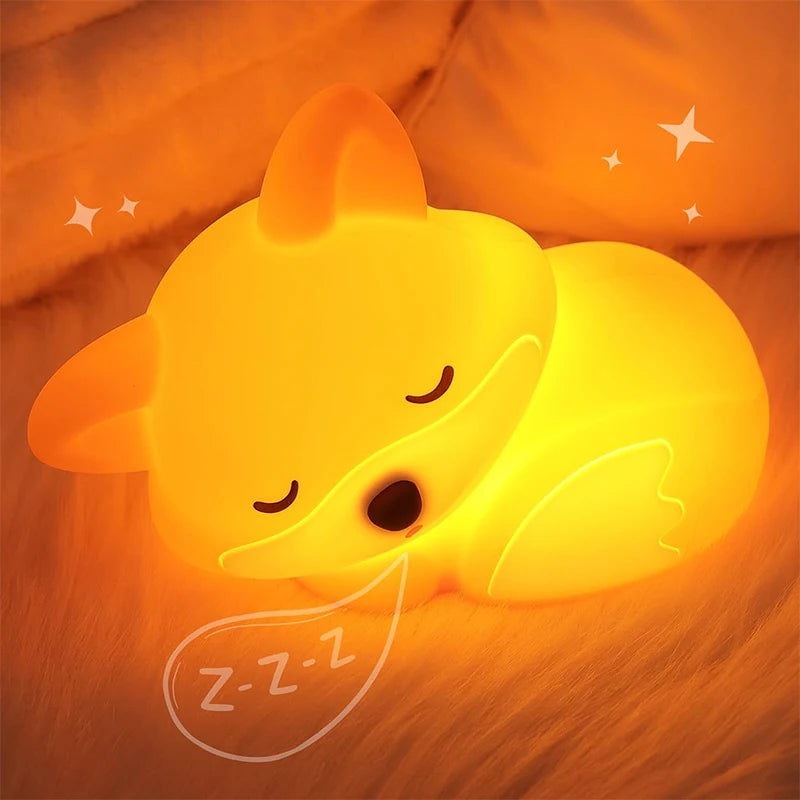 Silicone Fox Night Light | Rechargeable, Dimmable & with Timer | Cute Gift Idea for Kids & Adults