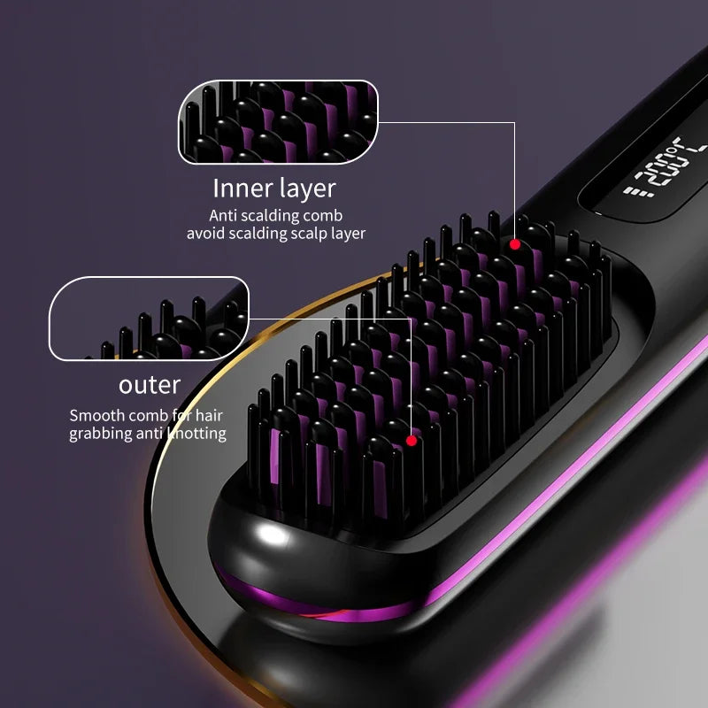 Bezprzewodowa prostownica do włosów | Ładowanie USB i wyświetlacz LCD | Technologia ceramiczna i jonowa
