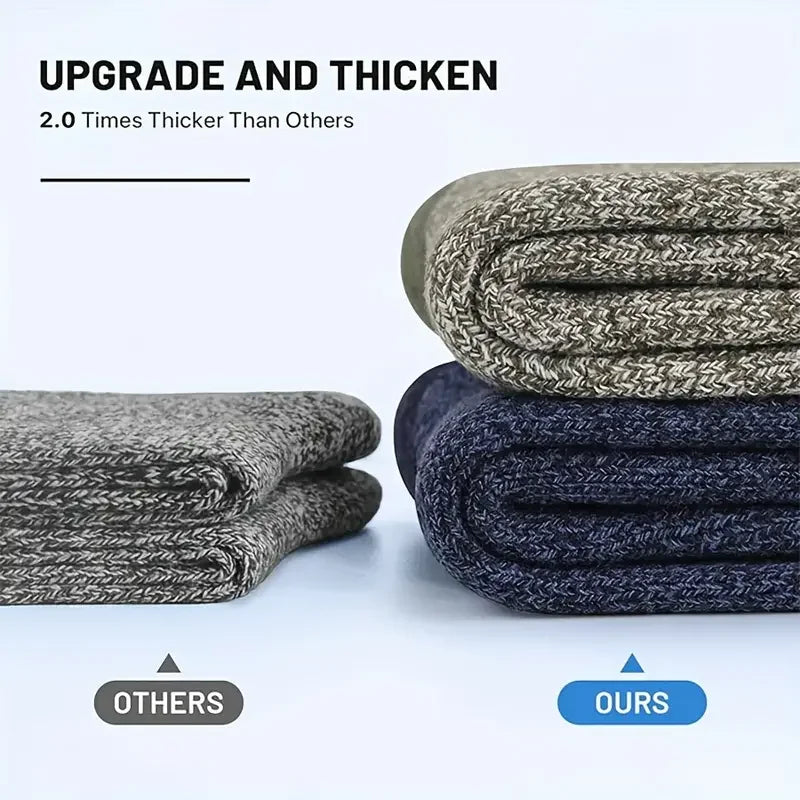 Merino Wool Socks - 5 Pairs - Extra Thick & Warm for Hiking & Winter (Unisex 38–46)