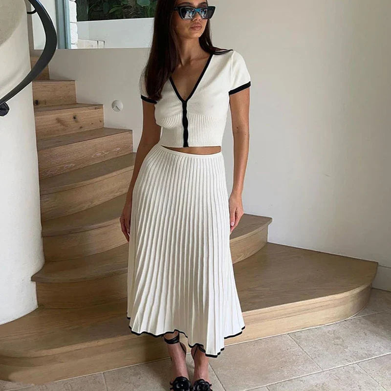 Women's Two-Piece Ribbed Set | Classic Elegance & Comfort | Soft Fabric
