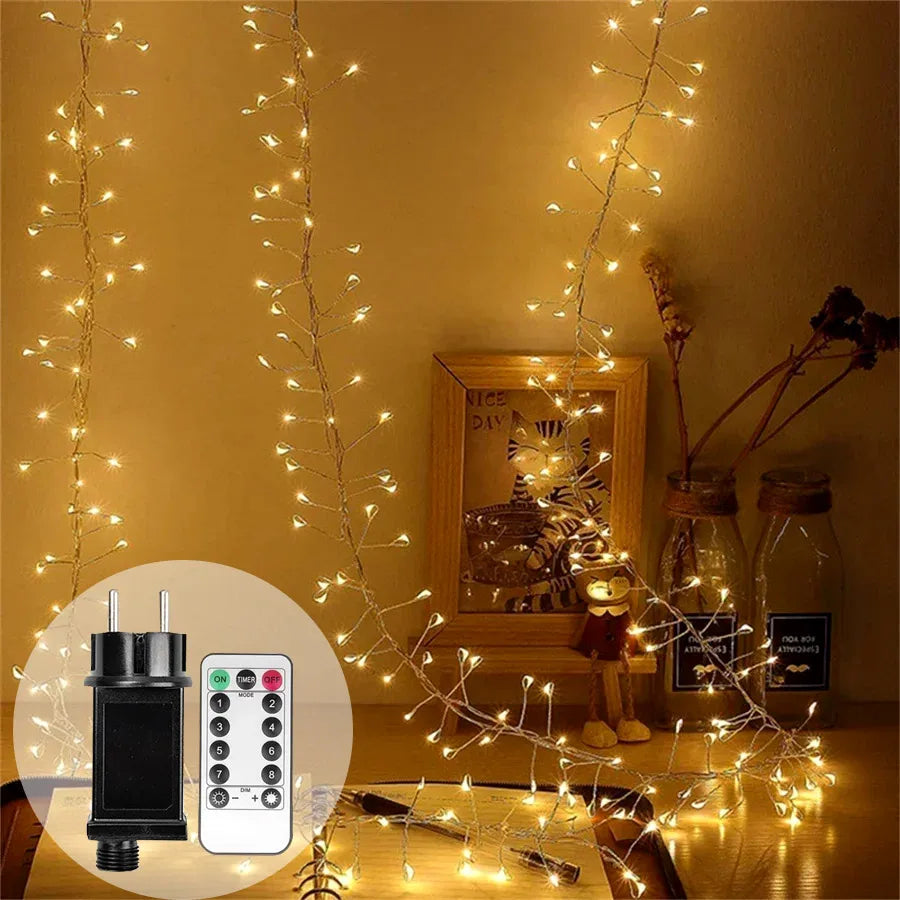 Cluster LED String Lights | Warm White & Cool White | 36m Silver Wire | IP44 Waterproof | For Christmas, Weddings & Parties