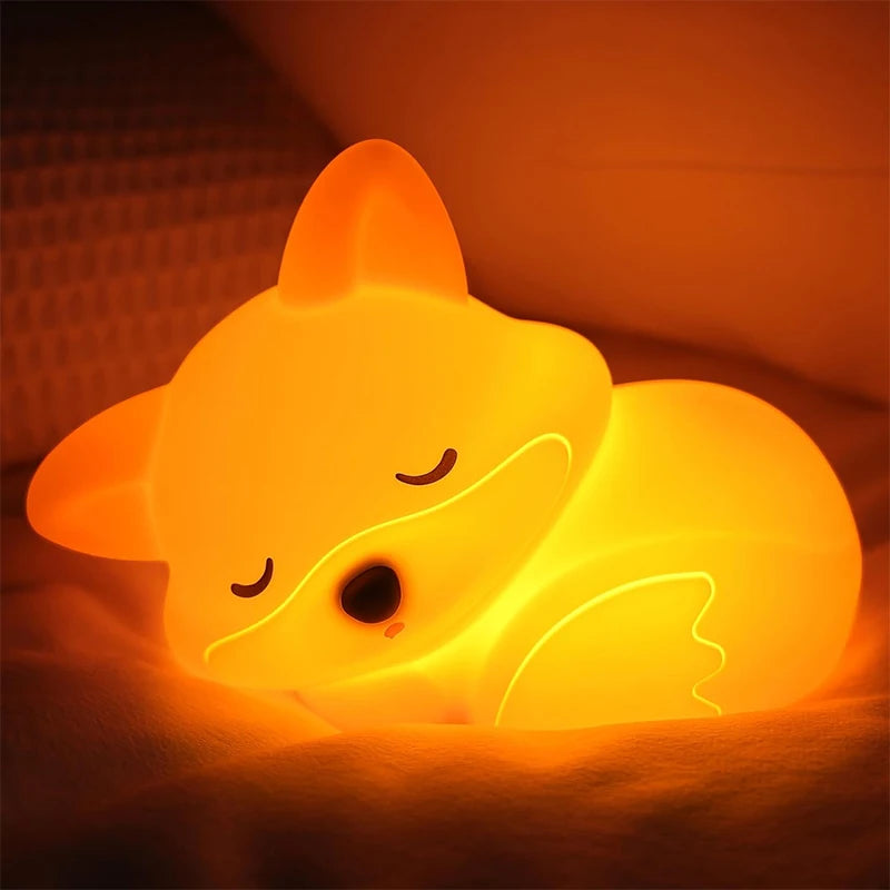 Silicone Fox Night Light | Rechargeable, Dimmable & with Timer | Cute Gift Idea for Kids & Adults