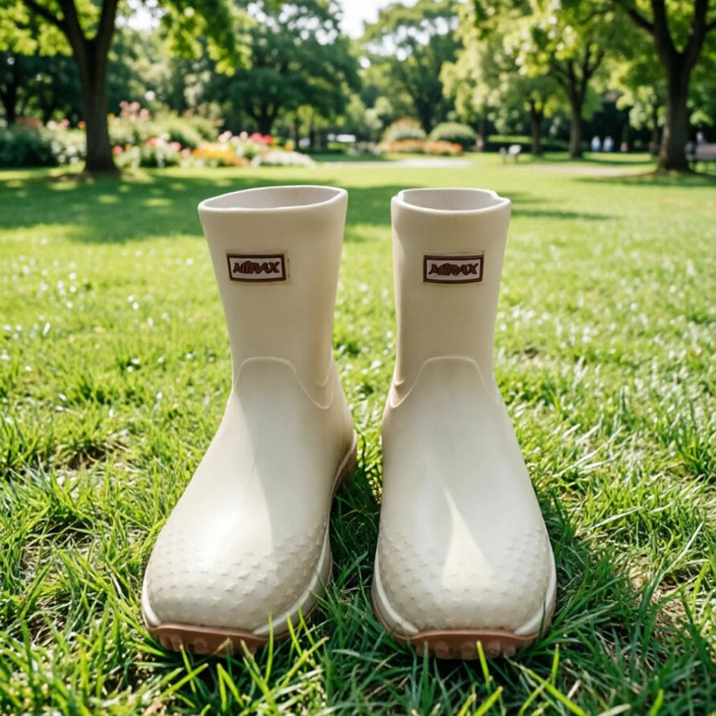 Men's Beige Waterproof Rubber Work Boots