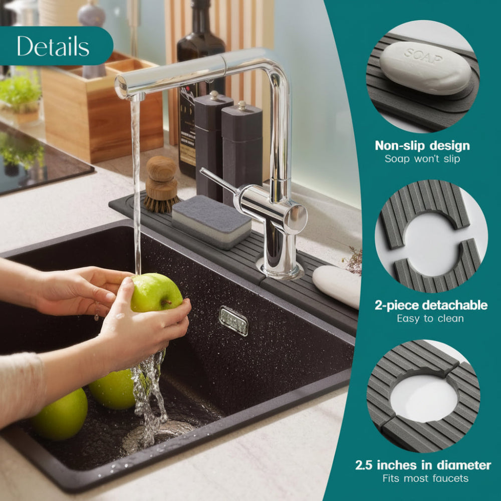 Diatomite Stone Sink Mat - Faucet Drying Tray for Kitchen & Bathroom