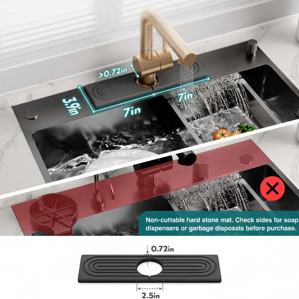 Diatomite Stone Sink Mat - Faucet Drying Tray for Kitchen & Bathroom
