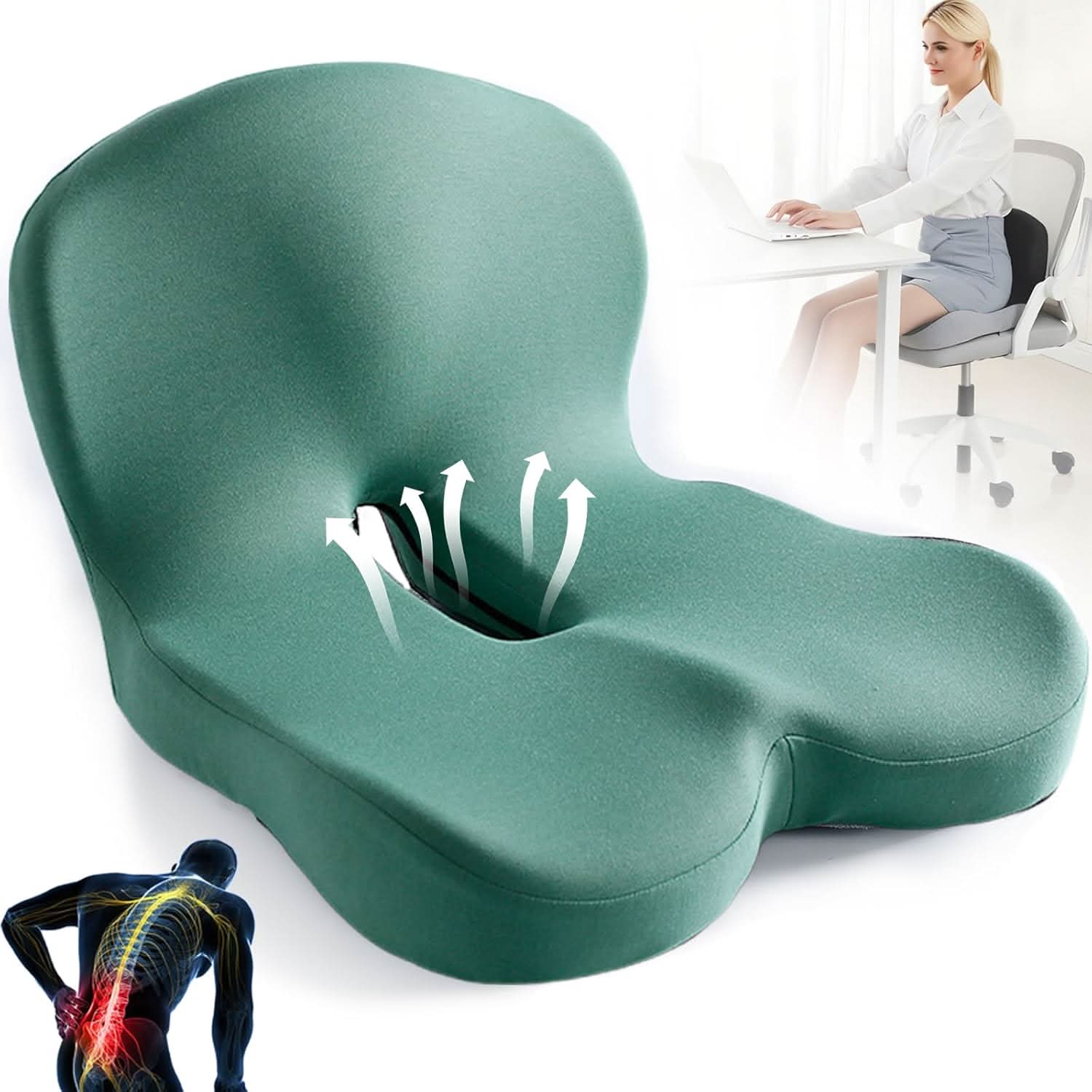 Sitzkissen | Ergonomisches Memory Foam Sitzkissen | Druckentlastend & Rutschfest | ErgoComfort