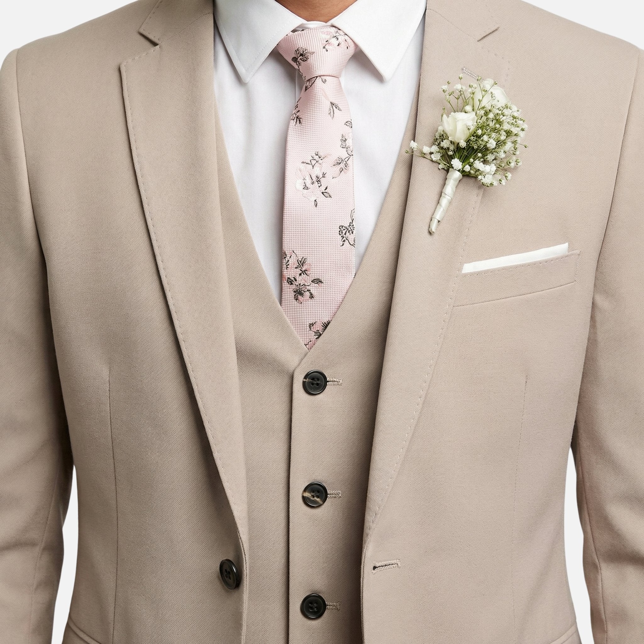 Abito da uomo slim fit a tre pezzi con rever a lancia