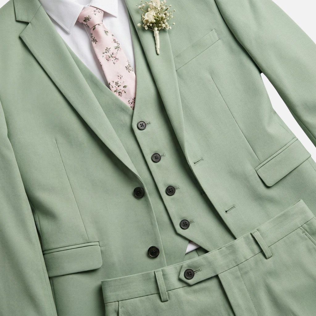 Abito da uomo slim fit a tre pezzi con rever a lancia