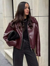 Women’s Leather Biker Jacket | Oversized Fit & Bold Style | Everyday & Evening Wear
