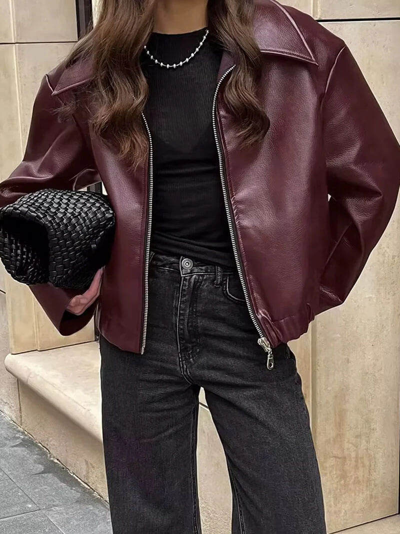 Women’s Leather Biker Jacket | Oversized Fit & Bold Style | Everyday & Evening Wear