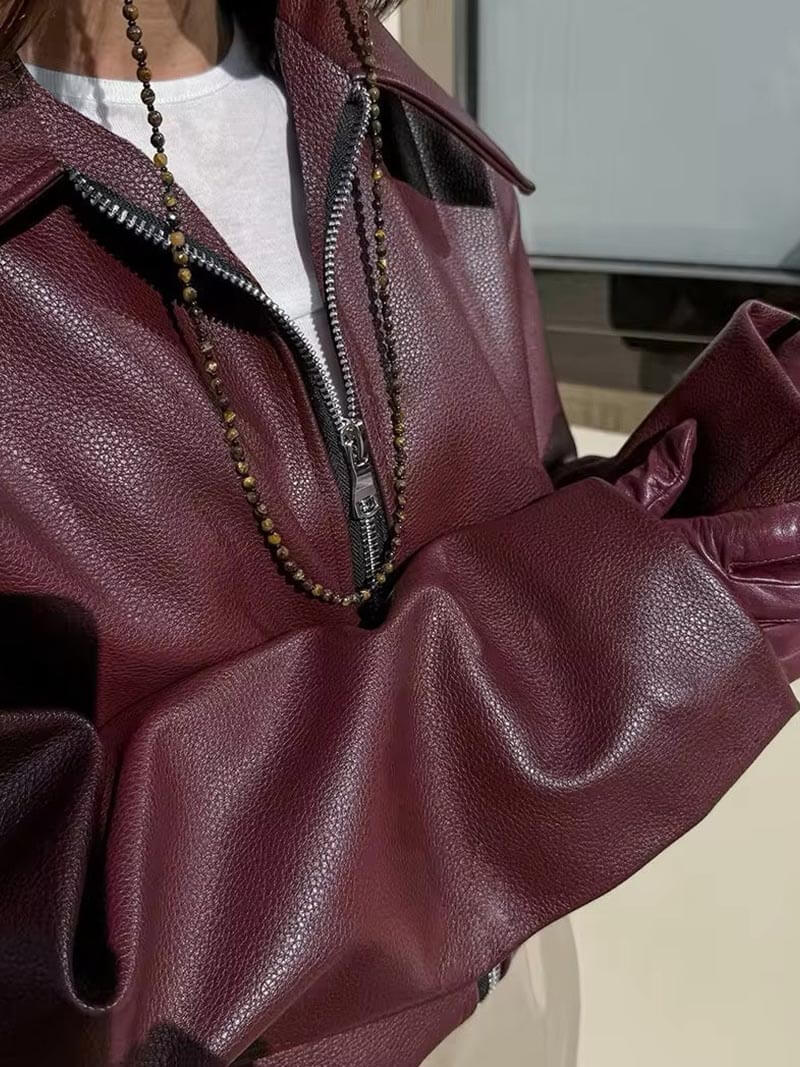 Women’s Leather Biker Jacket | Oversized Fit & Bold Style | Everyday & Evening Wear