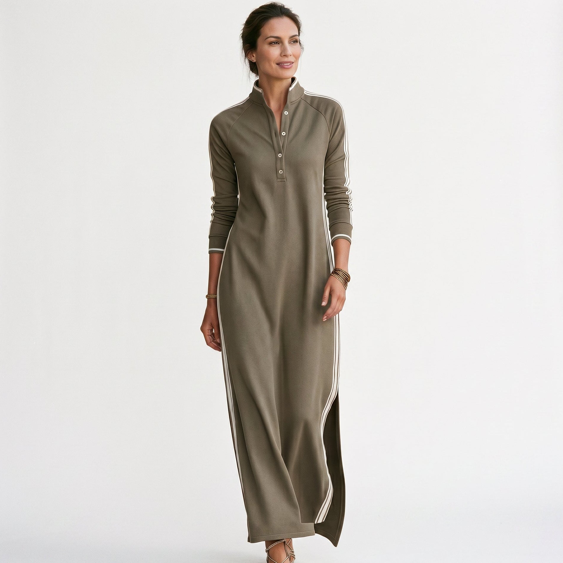 Sophia | Chic White Maxi Dress With Button-Down Collar DONE 05 -21-2026