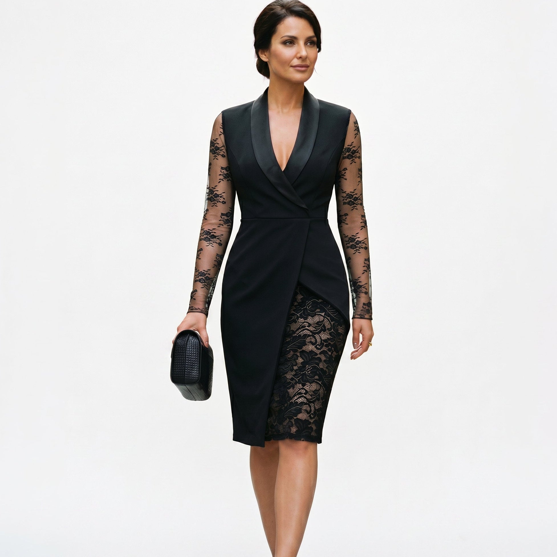 Sophia - Elegant Black Lace Cocktail Dress| DONE