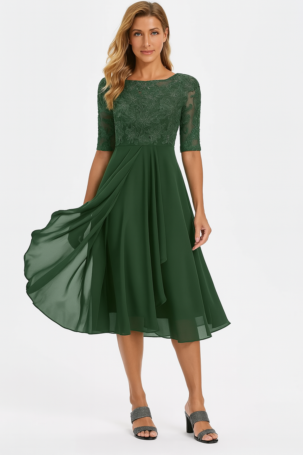 Sophie | A-lijn Midi-jurk voor Dames met Kanten Details voor Zomeruitjes 2
