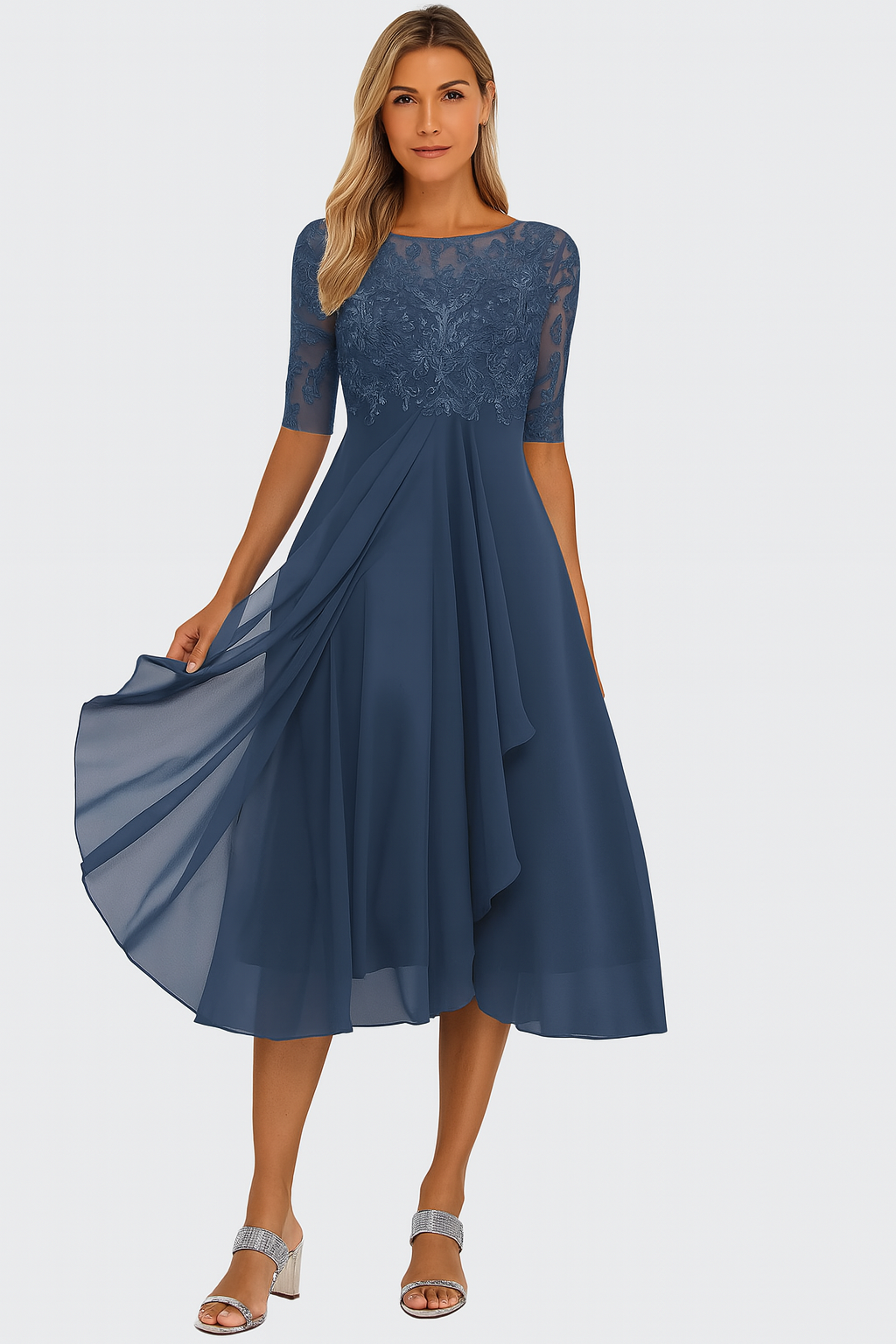 Sophie | A-lijn Midi-jurk voor Dames met Kanten Details voor Zomeruitjes 3