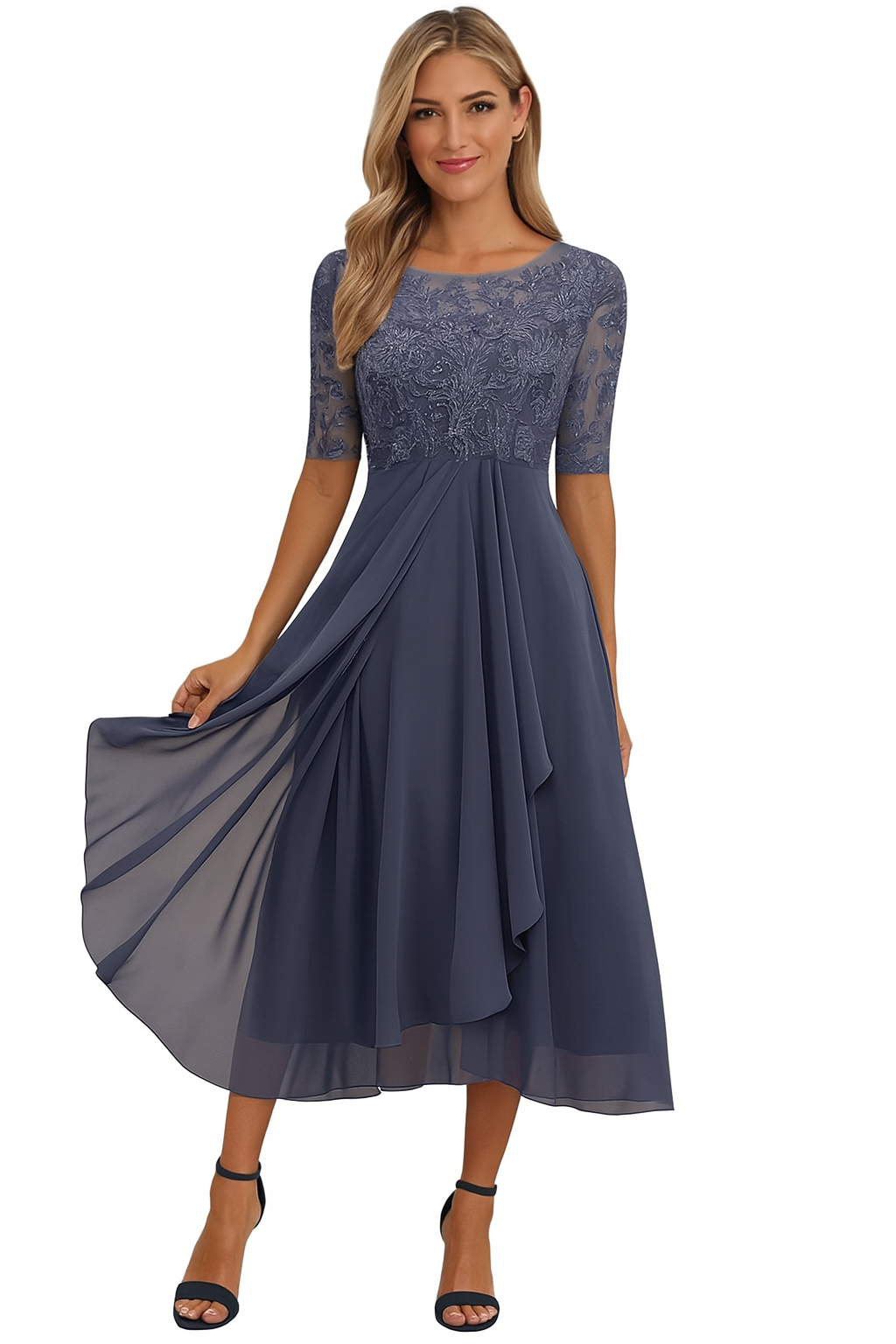 Sophie | A-lijn Midi-jurk voor Dames met Kanten Details voor Zomeruitjes 4