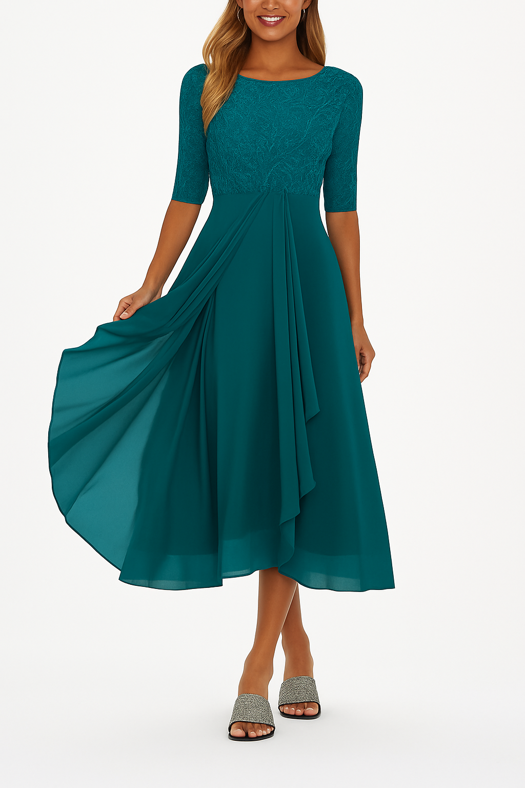 Sophie | A-lijn Midi-jurk voor Dames met Kanten Details voor Zomeruitjes 5