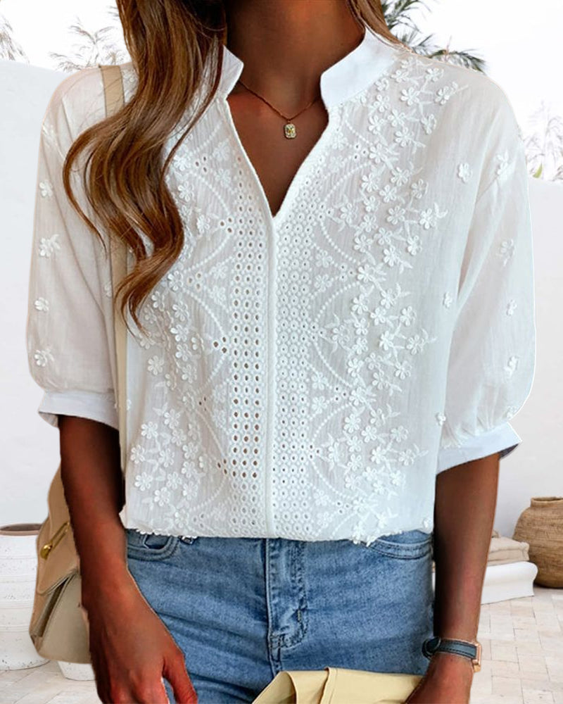 Sophie | Dames Blouse met V-hals en Korte Mouwen voor Zomer 2