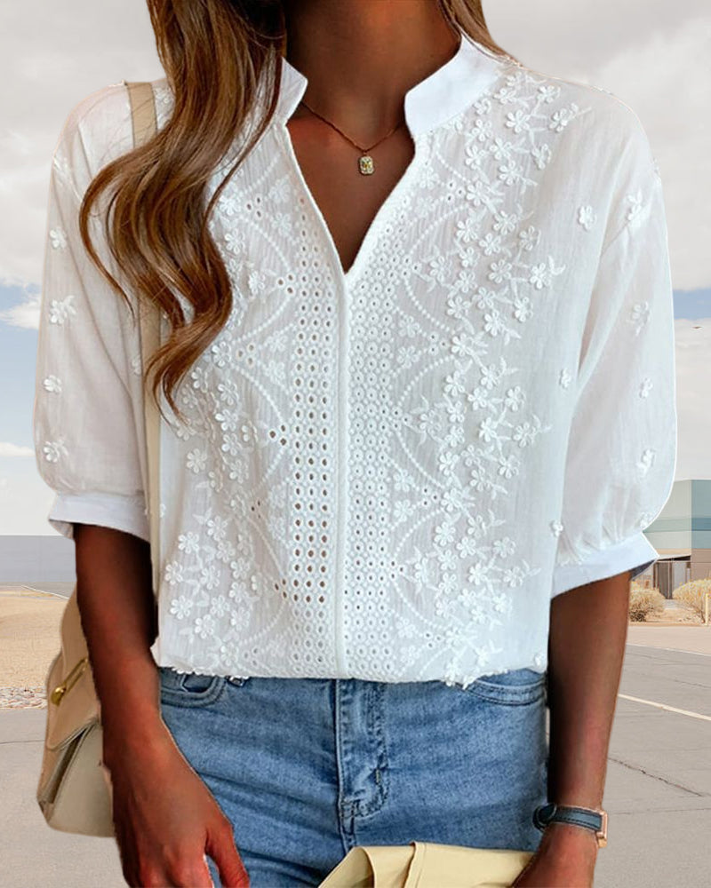 Sophie | Dames Blouse met V-hals en Korte Mouwen voor Zomer 3