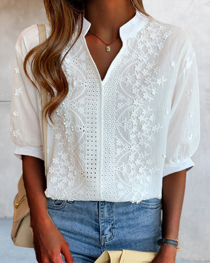 Sophie | Dames Blouse met V-hals en Korte Mouwen voor Zomer 5
