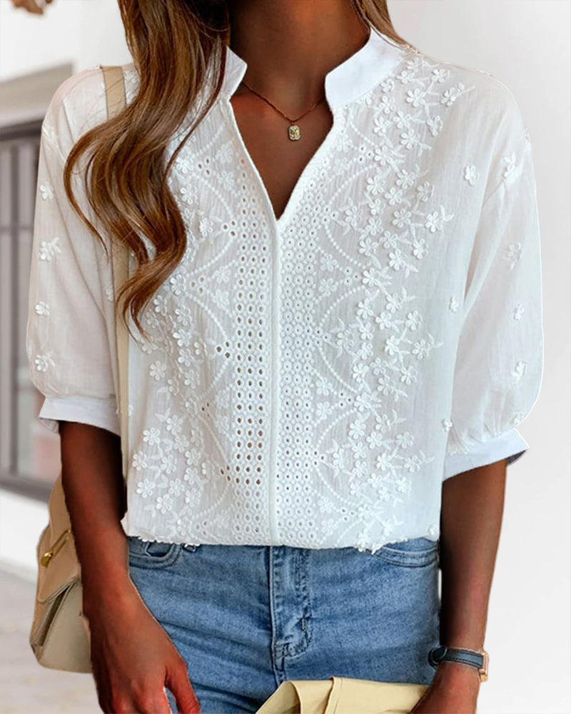 Sophie | Dames Blouse met V-hals en Korte Mouwen voor Zomer 6