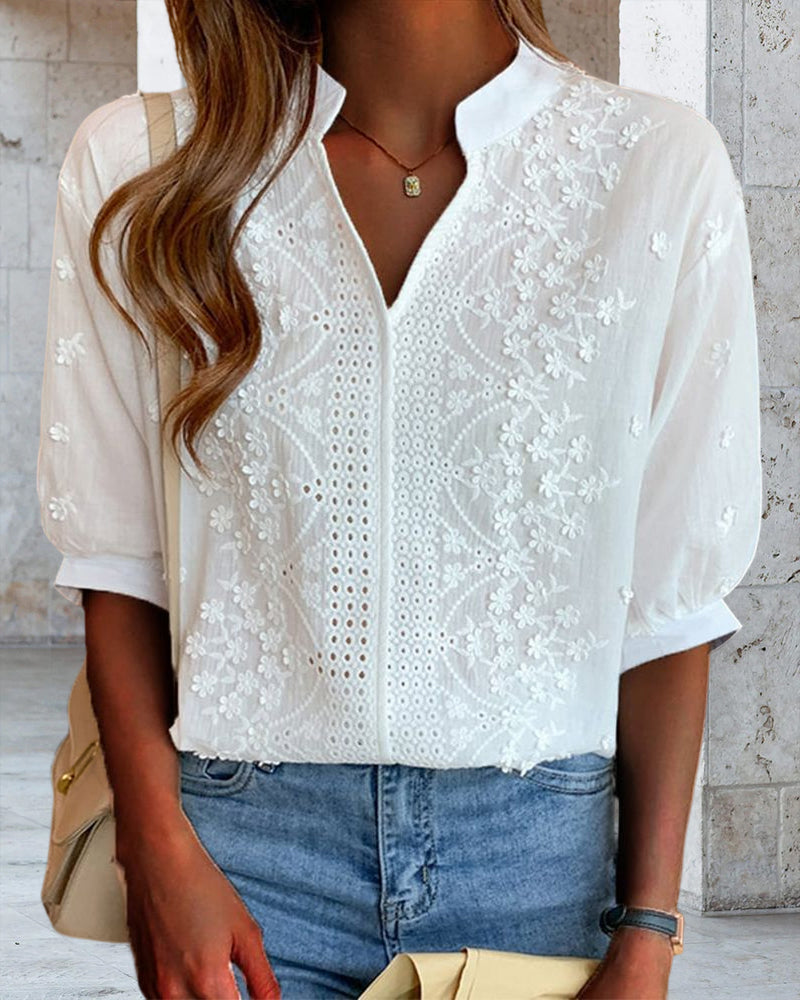 Sophie | Dames Blouse met V-hals en Korte Mouwen voor Zomer 7