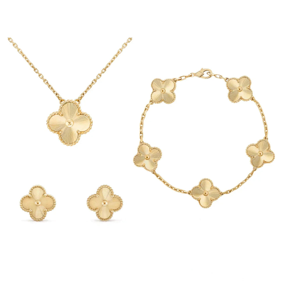Four Leaf Clover Jewelry Set  Mother of Pearl Gold Plated Collection - Product detail 9