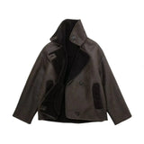 Women's Vegan Leather Jacket | Faux Shearling Lining & Relaxed Fit
