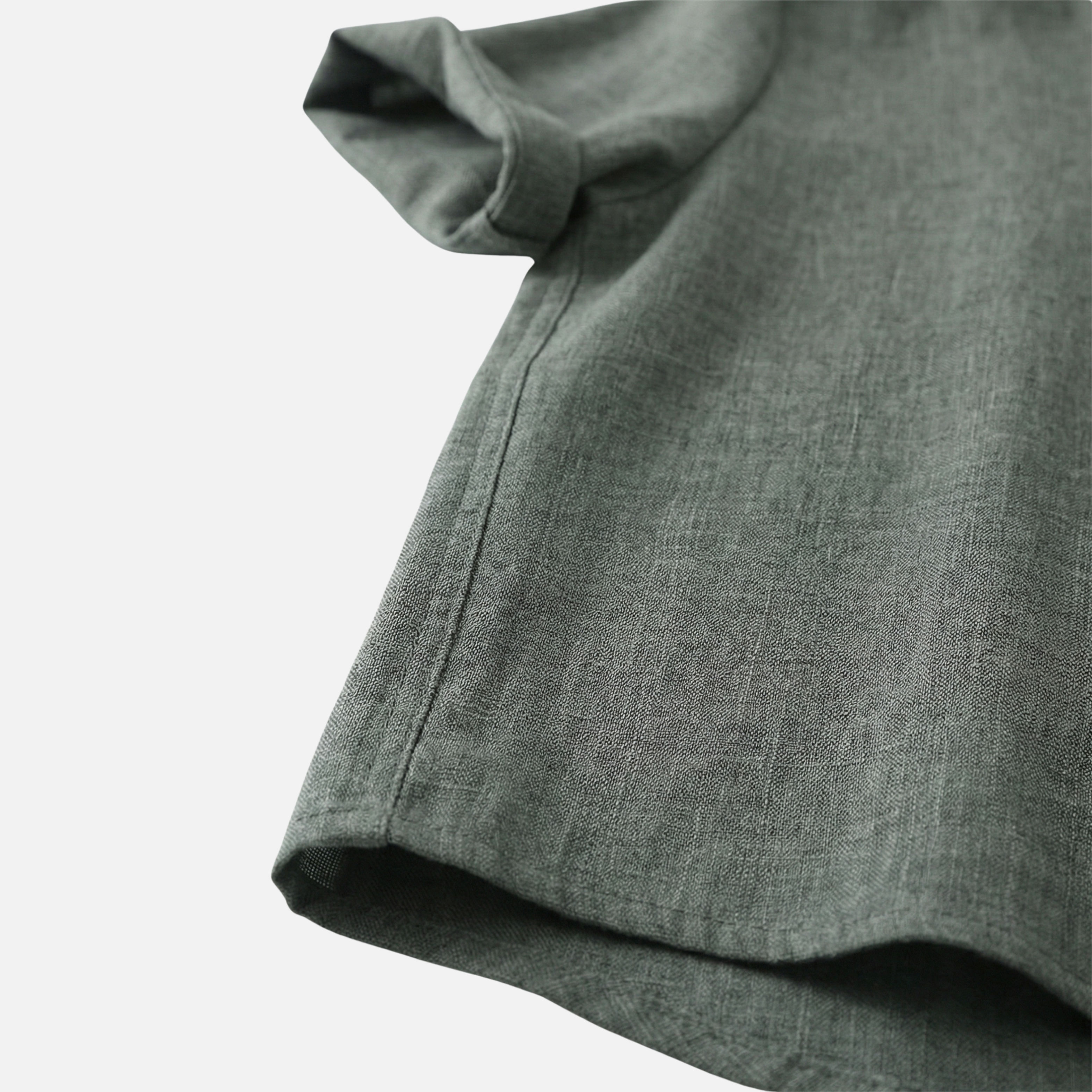 Camisa de mezcla de algodón texturizado con cuello mandarín