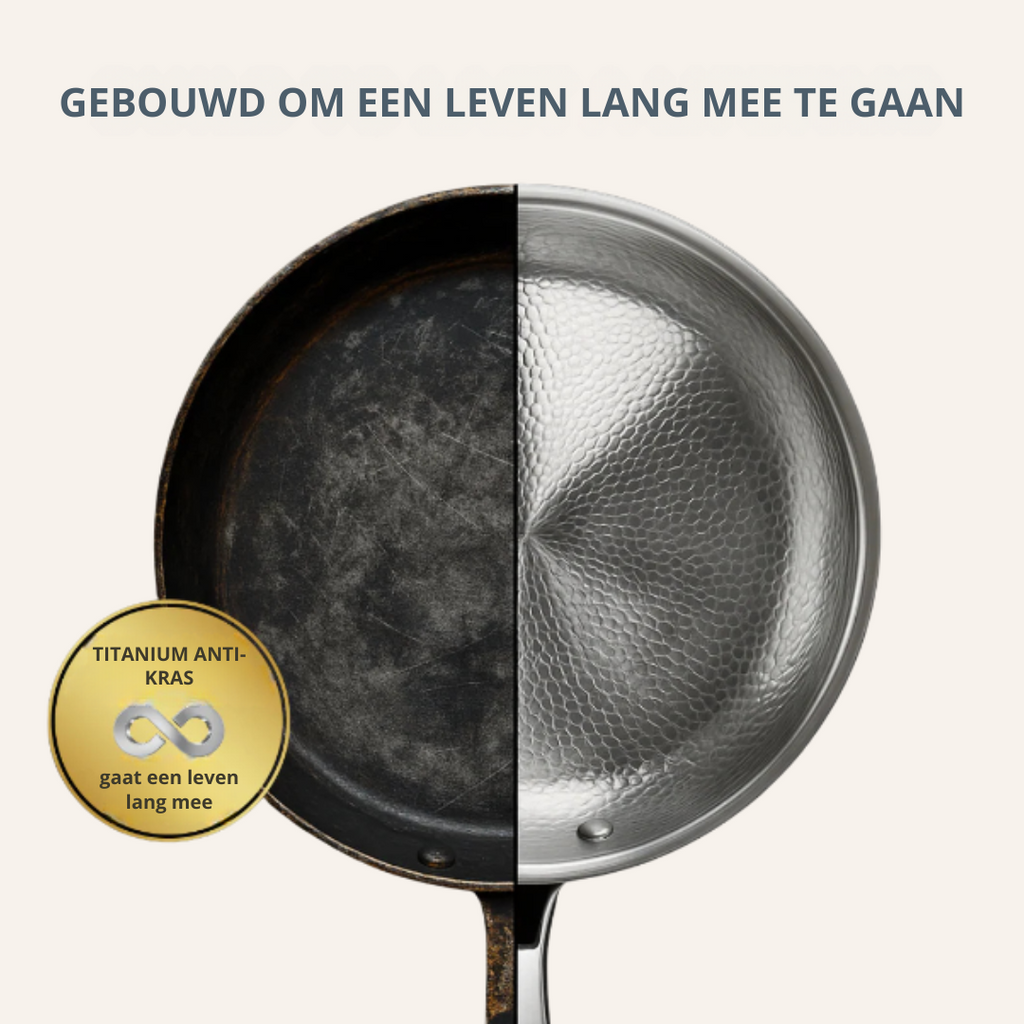 Titanium Frying Pan  Hammered Non-Stick PFAS-Free Induction - Detailed view