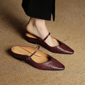 MEELANO Triton | Damemules i ægte læder – Smarte slip-on loafers og raffinerede håndlavede puder Rødbrun