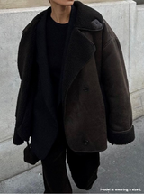 Women's Vegan Leather Jacket | Faux Shearling Lining & Relaxed Fit
