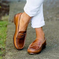 Classic Leather Penny Loafers  Premium Tan Moccasin Design - Product detail 4