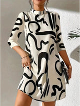Women's Autumn Print Dress – Stylish & Cosy Everyday Fit