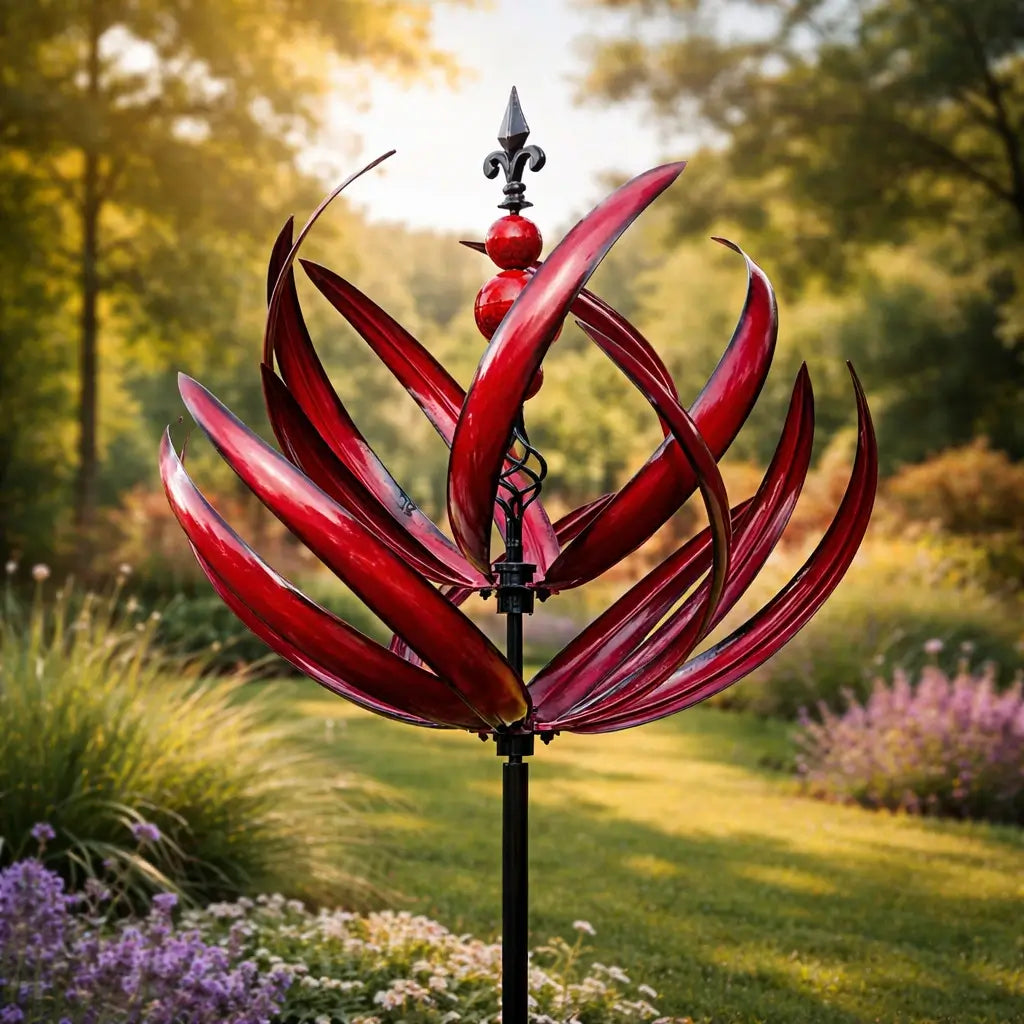 Wetterfahne | Metall-Windspiel in Lotusform | Rostbeständig | Windbloom