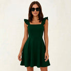 Women's Fit & Flare Mini Dress with Ruffle Straps