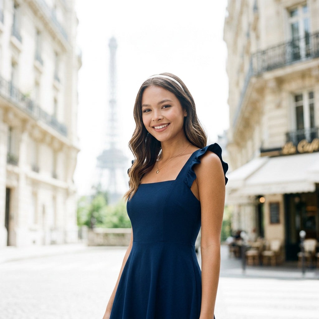 Women's Fit & Flare Mini Dress with Ruffle Straps