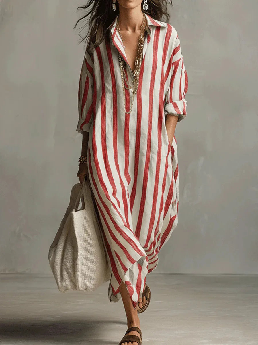 Vestito Maxi Casual da Donna con Tasche