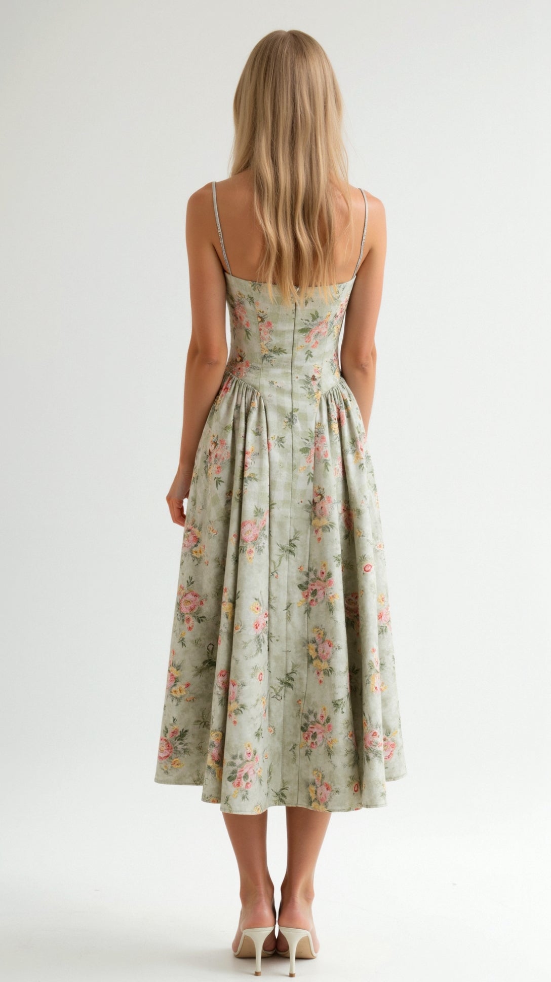 Abito midi con corsetto floreale da donna per eventi estivi