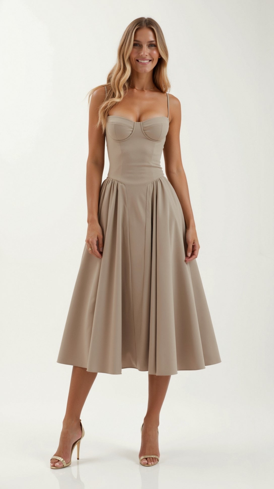 Abito midi con corsetto floreale da donna per eventi estivi