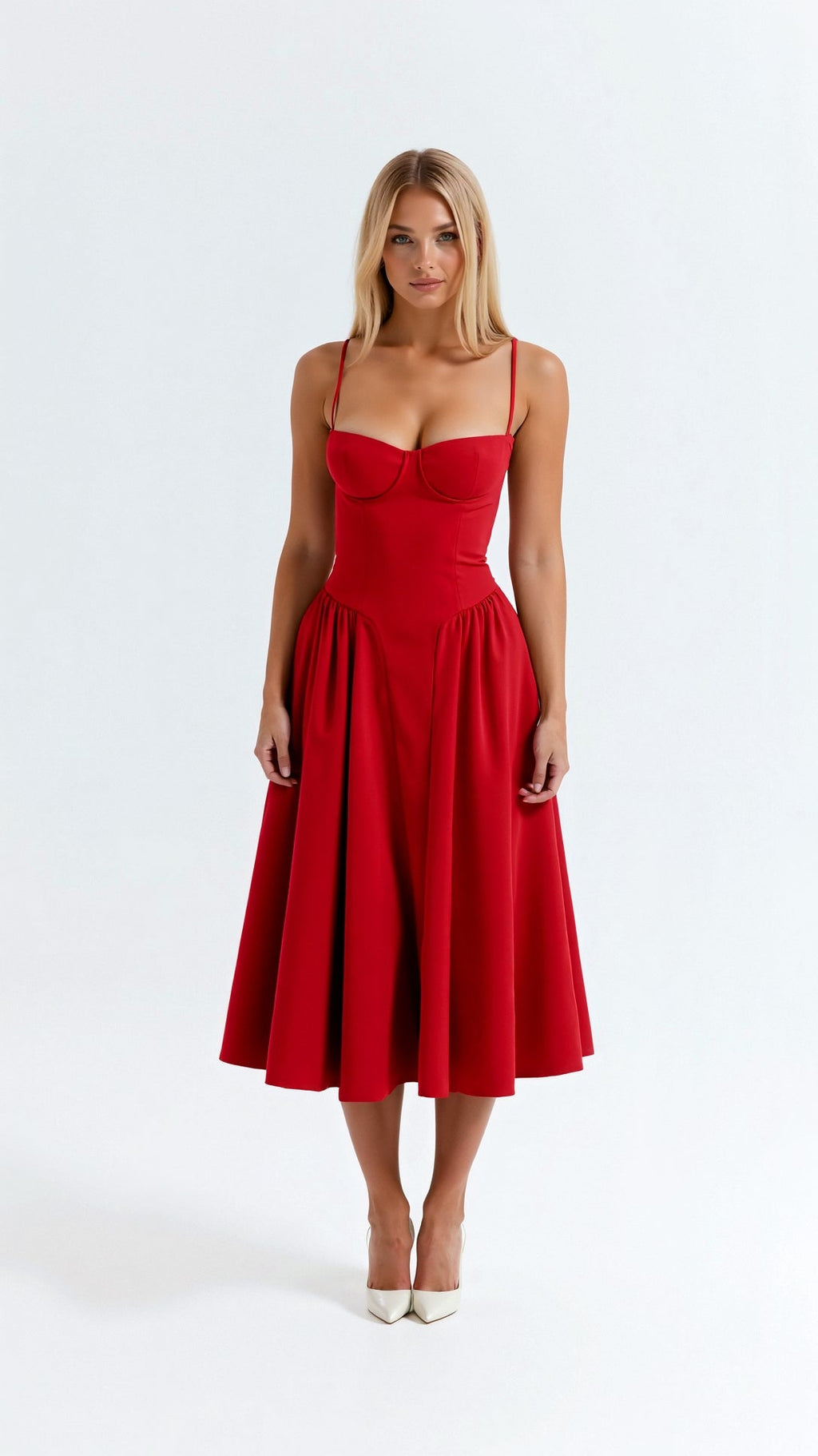 Abito midi con corsetto floreale da donna per eventi estivi